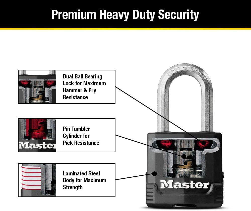 M115XQLF Magnum Heavy Duty Outdoor Padlock with Key, 4 Pack Keyed-Alike